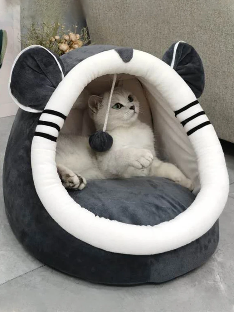 

Cute Cat Bed Warm Pet House Kitten Cave Cushion Comfort Cat House Dog Basket Tent Puppy Nest Small Dog Mat Supplies Bed For Cats