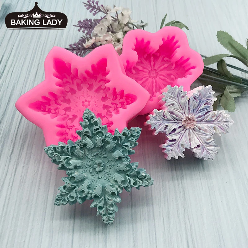 

diy snowflake handmade soap mold christmas silicone mold chocolate baking cake mold plaster clay mold Epoxy Resin Art
