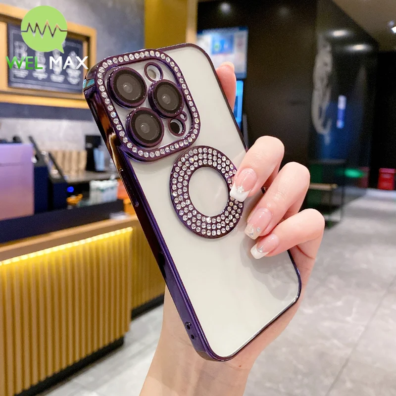 Роскошный блестящий бриллиантовый Прозрачный чехол для телефона iPhone 15 14 13 12 11 Pro