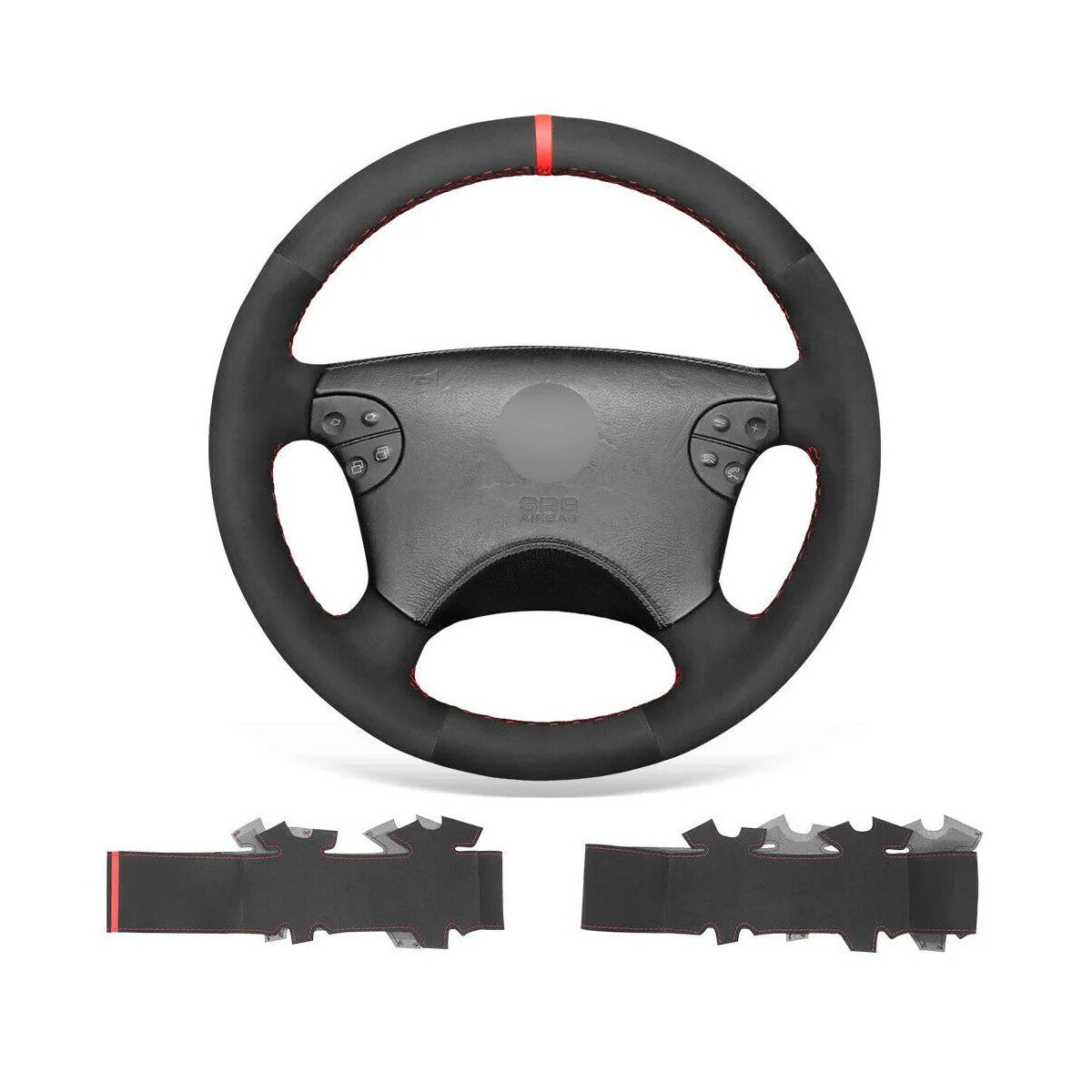 

DIY Custom Soft Black Suede Steering Wheel Cover for Mercedes Benz W208 C208 W210