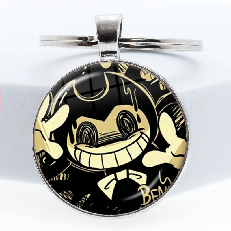 Фото Брелок для ключей из стекла с изображением персонажа игры B-Bendy and The Ink Machines, для сумок и автомобильных ключей, украшение, подарок №3