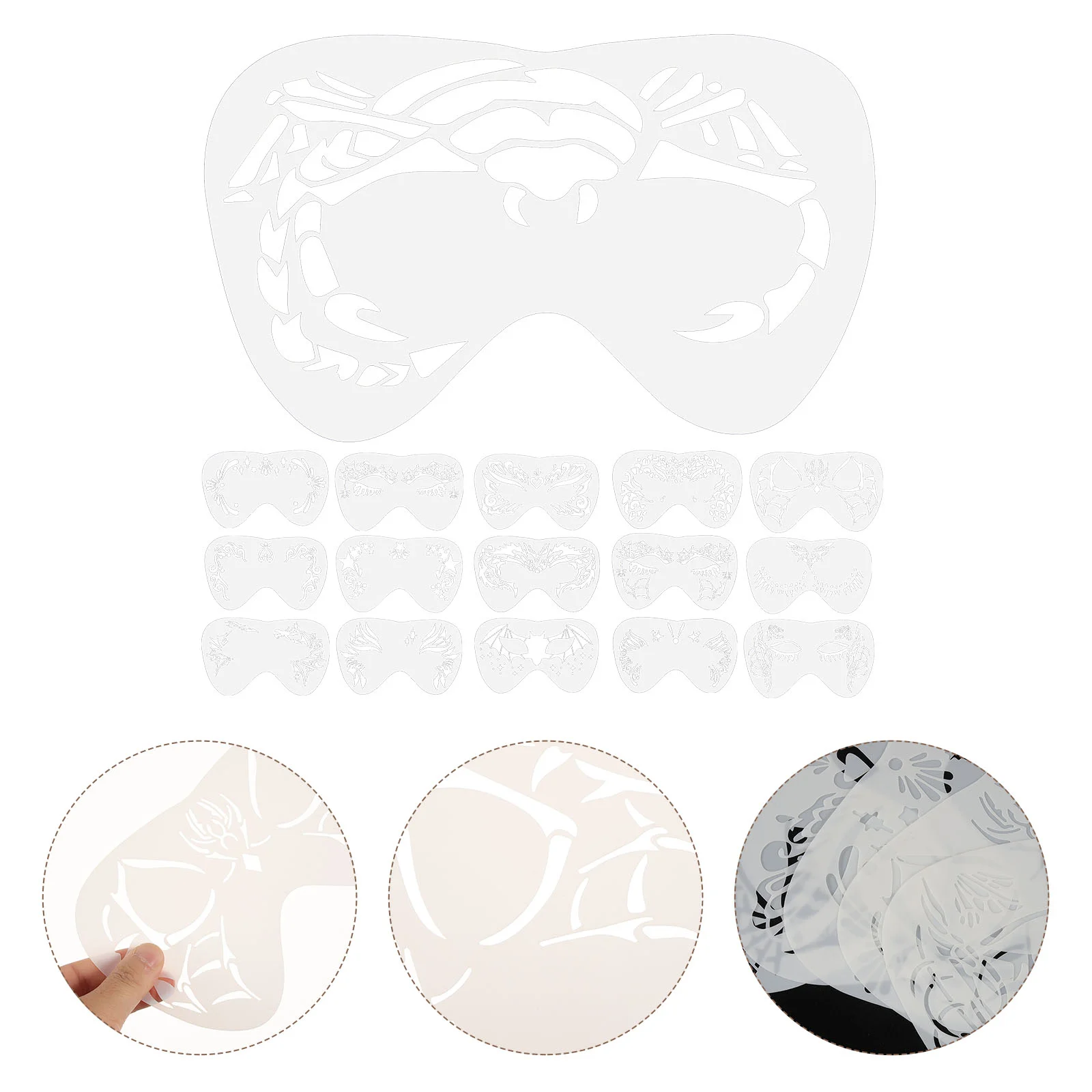 

16 Pcs Top Coat Face Paint Stencils Reusable Painting Template Facial Makeup Pattern White Supplies