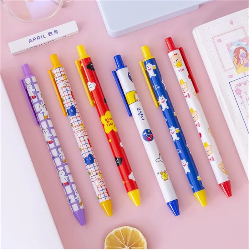 

100 шт./лот креативная гелевая ручка с медведем милый пресс 0,5 мм черные чернила авторучки для подписей офисные и школьные письменные принадлежности рекламный подарок