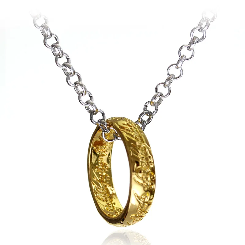 

Movie Ring High Quality Pendant Necklace Gold Silver Color Hobbit Rings Jewelry Fashion Casual Personality Women Men Gifts