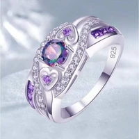 vintage luxury natural stone cut square amethyst charm ring party bridal engagement gift fashion jewelry for women accessories