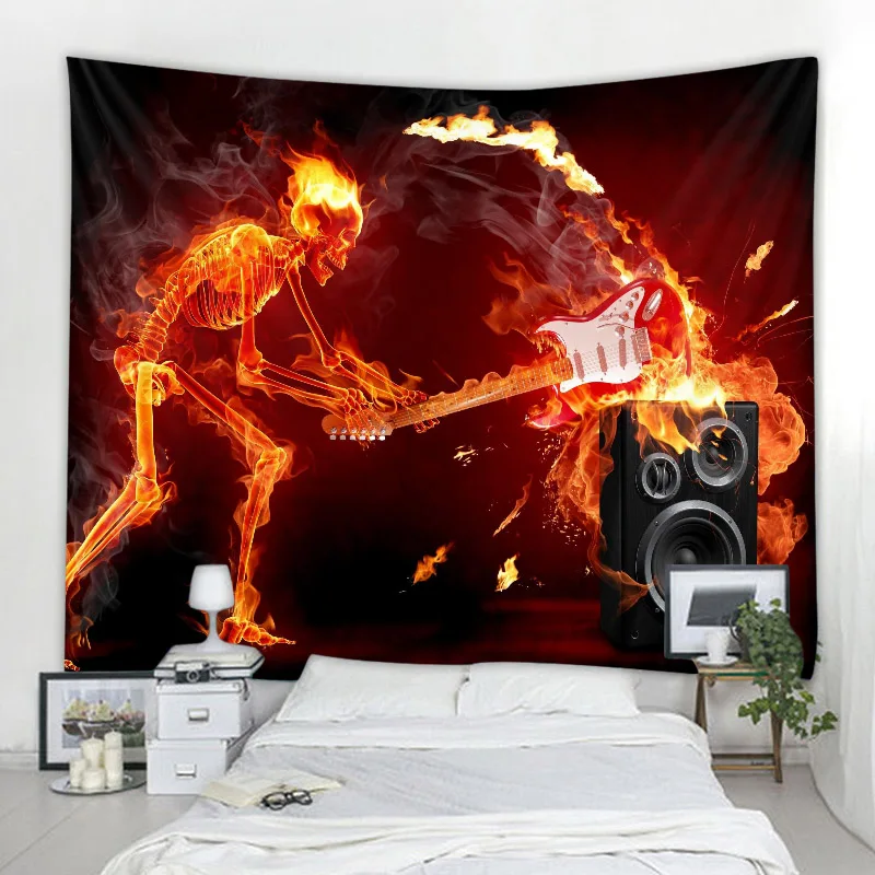 

Halloween Party Decoration Tapestry Horror Decoration Tapestry Bedroom Tapestry Flame Skull People Decoration Tapestry