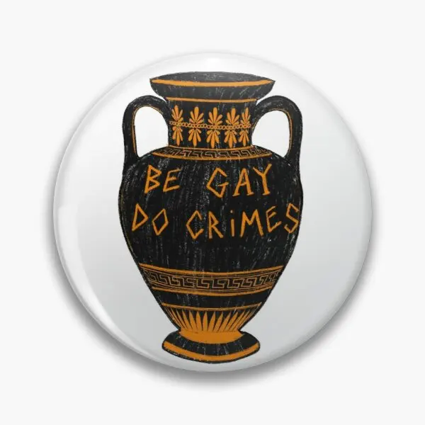 Ancient Greek Vase Be Do Crimes L  Customizable Soft Button Pin Lapel Pin Lover Badge Creative Collar Metal Brooch Funny Cartoon