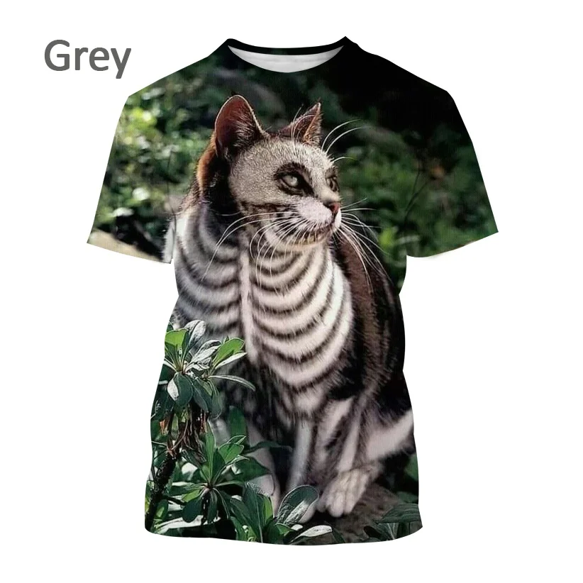 

2022 New Cute Cat Print T-shirt Summer Fashion Casual Round Neck Short Sleeve Style Cool T-shirt Top