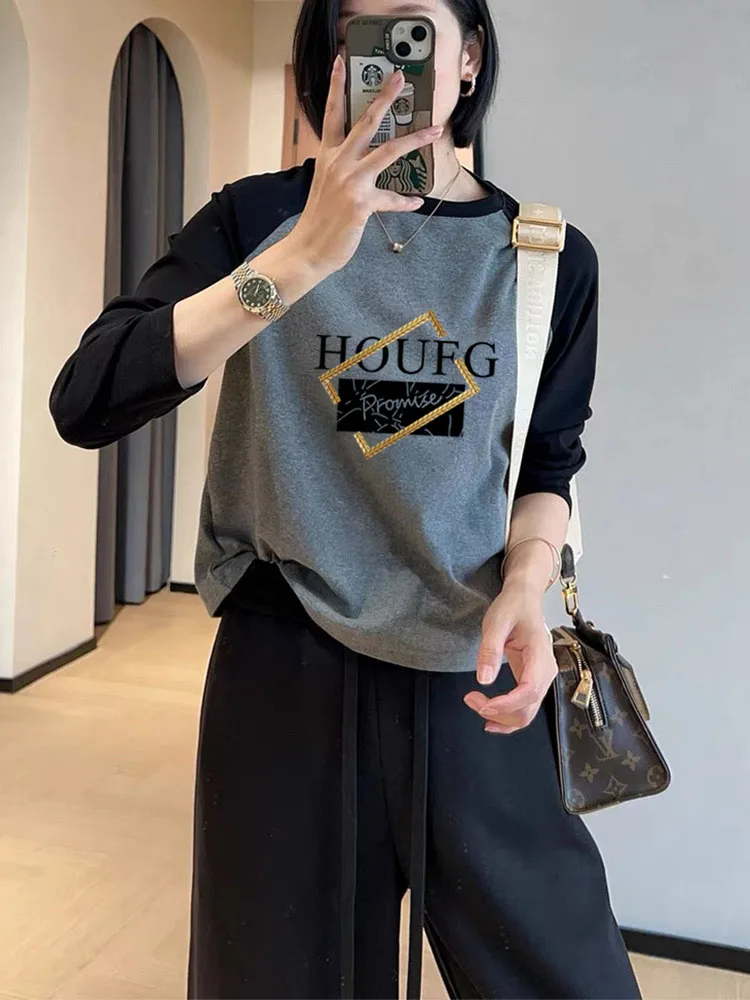 Dralon Sanding Raglan Sleeve round Neck Long sleeves Shirt Women Versitile Fashion Thickened Inner wear Bottoming Top A...