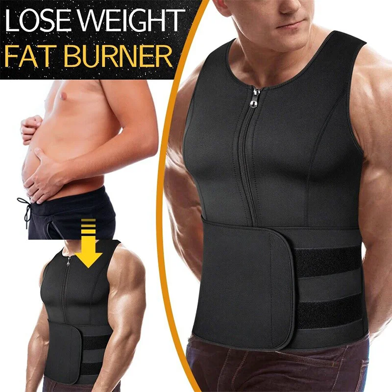 Weight Loss Shirt Sauna Fat Burner Workout Tank Tops Men Body Shaper Waist Trainer Girdle Abdomen Sweat Vest Slimming Underwear