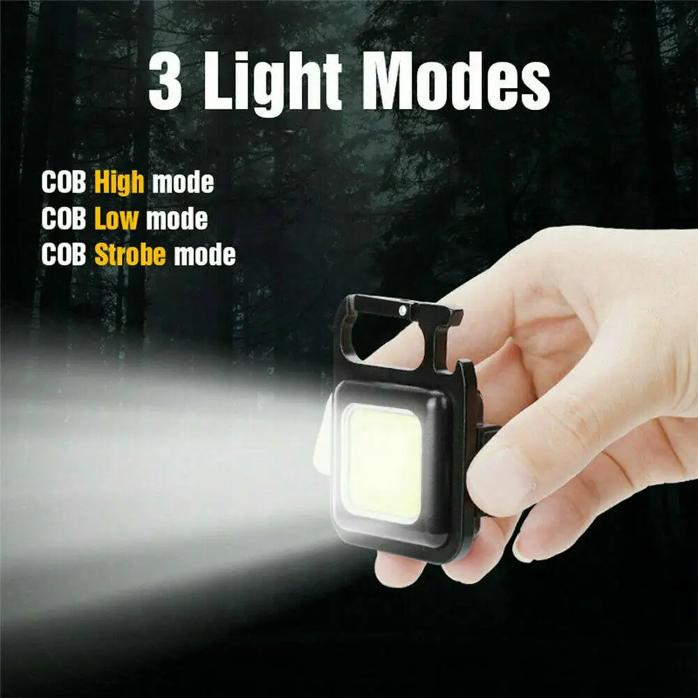 

Cob Mini Keychain Flashlight 800 Lumens 3 Modes Usb Rechargeable Super Bright Lamp Bottle Opener