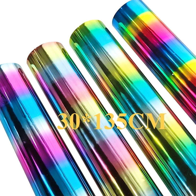 

Gradient Rainbow Stars Metallic Luster TPU Fabric Iridescent Plastic Vinyl Flim for Making Cosmetic Bags Bows Cover DIY Material