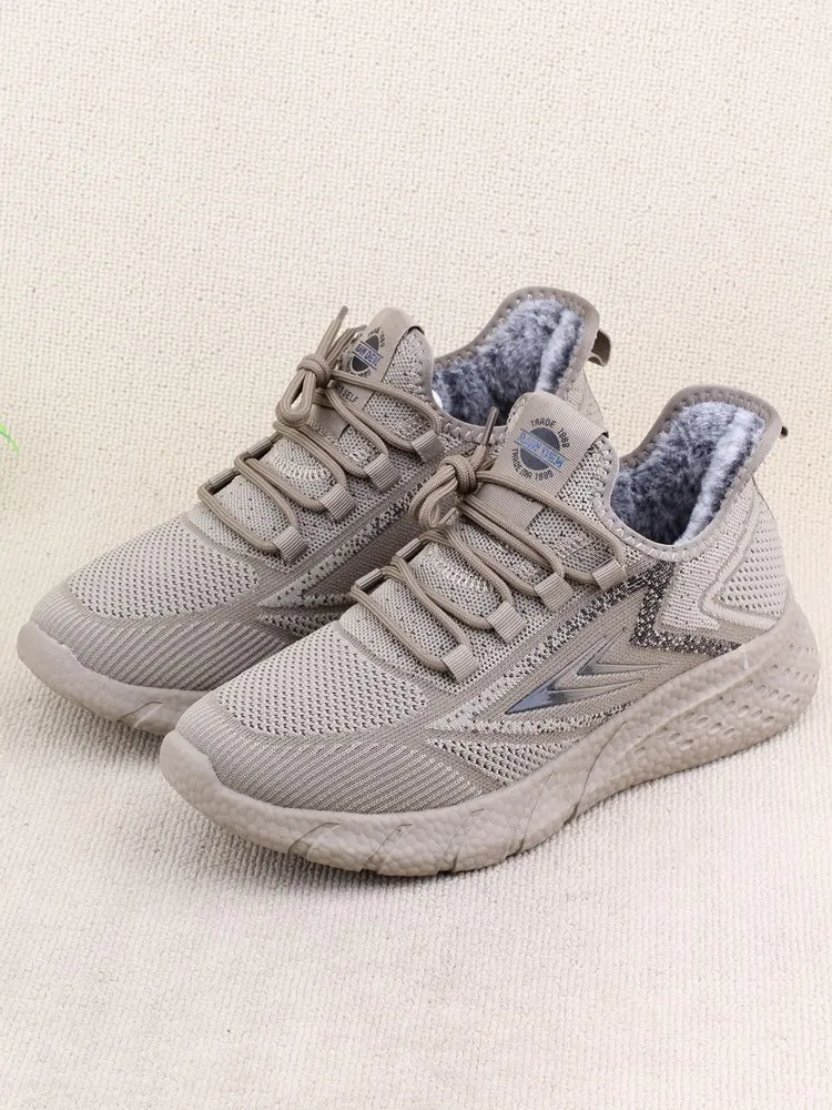 Old Beijing Cloth Shoes Men's Cotton Winter Fleece-lined Sports Casual Slip-on Versatile Light Bottom Non-Slip Wa...