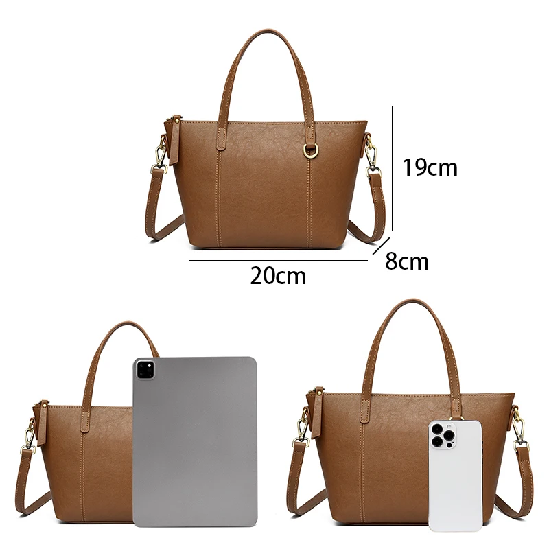 2024 однотонная простая Женская сумочка ретро модная женская сумка-тоут кошелек