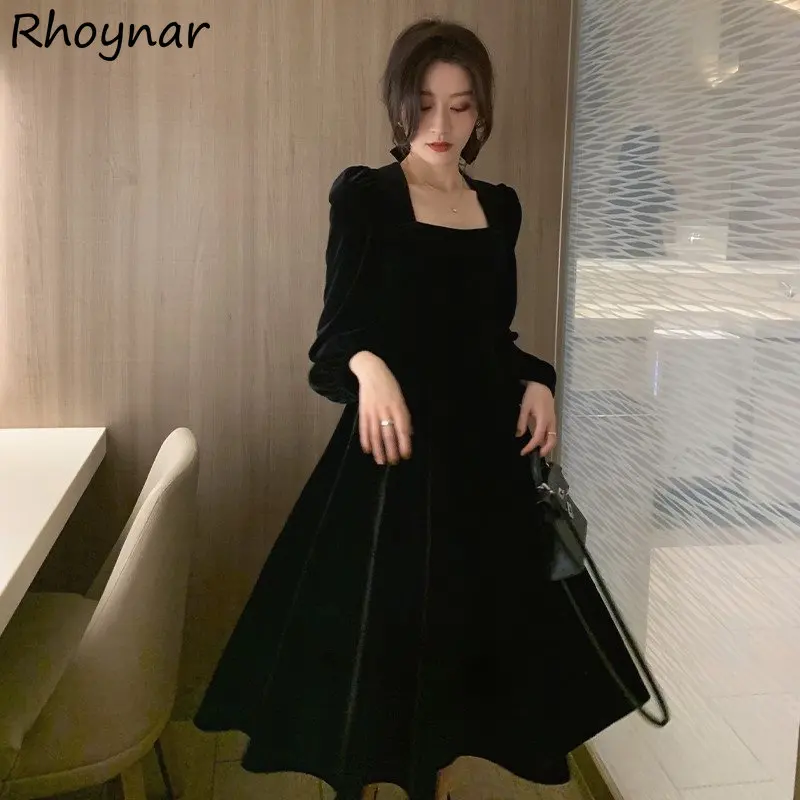 

Элегантное винтажное платье миди, женское минималистичное Новое праздничное платье во французском стиле для принцессы, характерное просто...