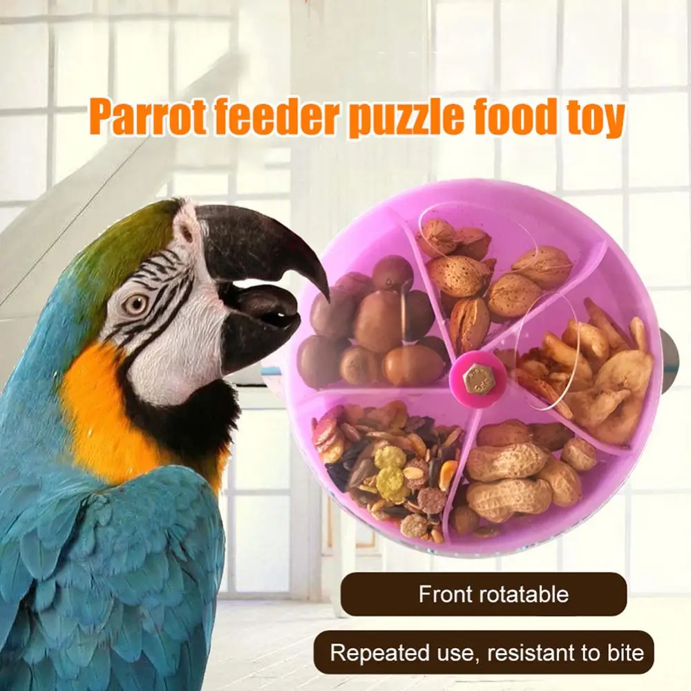 

Rotate Pet Parrot Toys Wheels Bite Chewing Birds Foraging Food Box Cage Feeder Speelgoed Birds Accessoires Divided food box