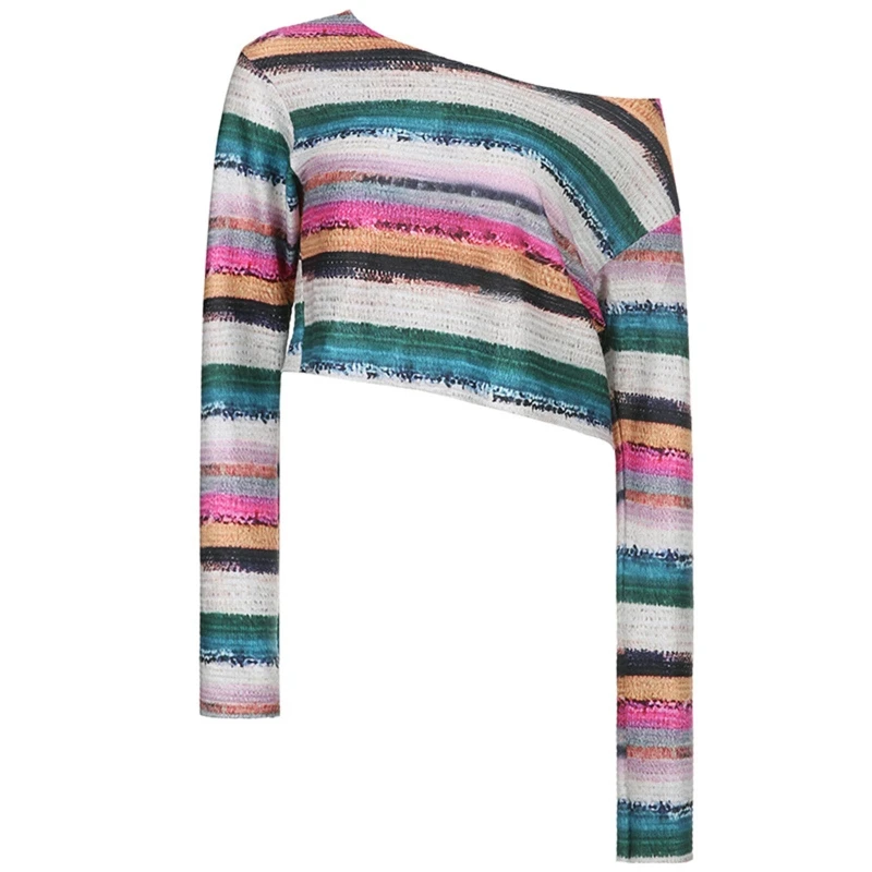 

Женский полосатый Топ с длинным рукавом L5YB