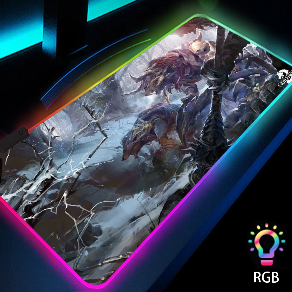 

Guild Wars 2 Mouse Pad Gaming Accessories Rgb Game Pad Gaming Anime Led Work Office Backlit Anime Aesthetic Gamer Peripherals