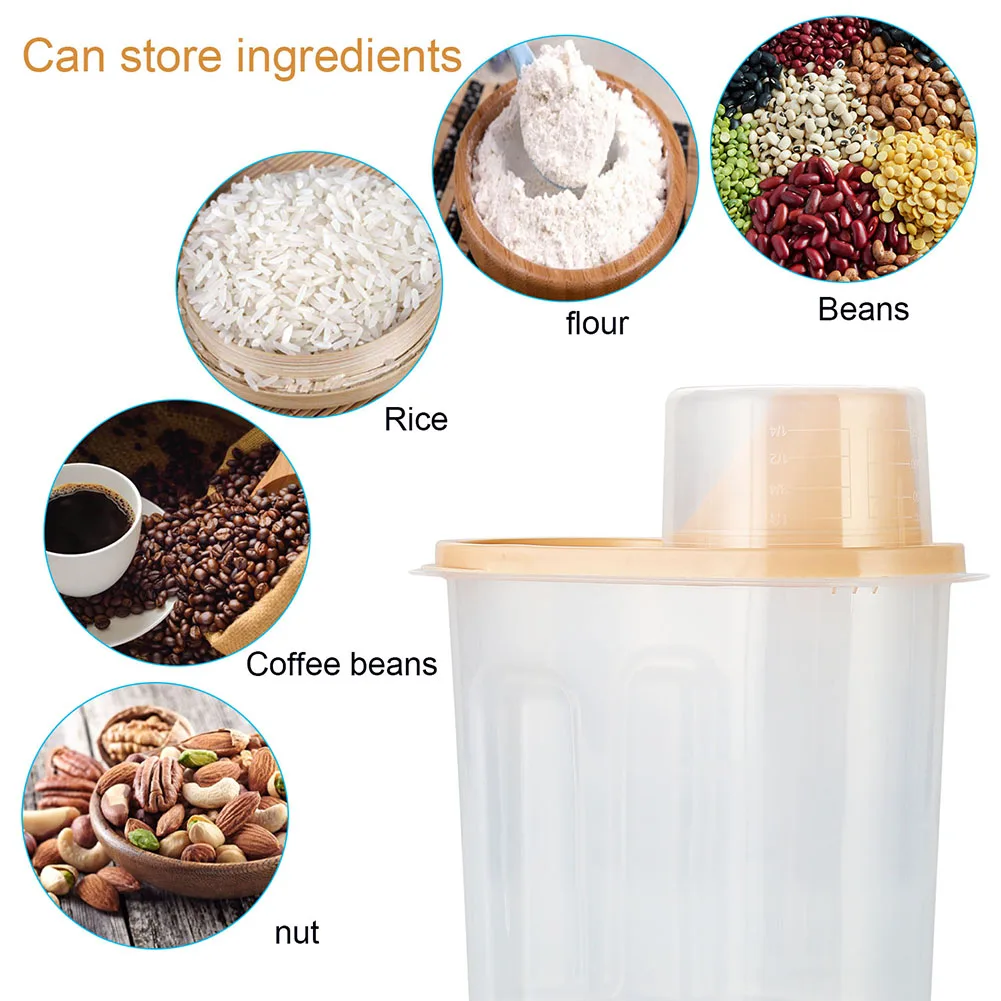 

1.9/2.5L Cereal Dispenser With Lid Storage Box Plastic Rice Container Food Sealed Jar Cans Grain Bean Rice Storage Box Container