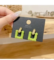 korean temperament elegant women drop earrings retro fashion metal geometric girls jewelry party gifts summer accessories green
