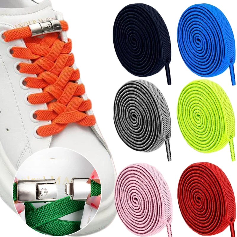 

Colorful Press Lock Shoelaces Without Ties Elastic Shoelace No Tie Shoe String for Flat Shoe Sneaker Kids Adult Universal Laces