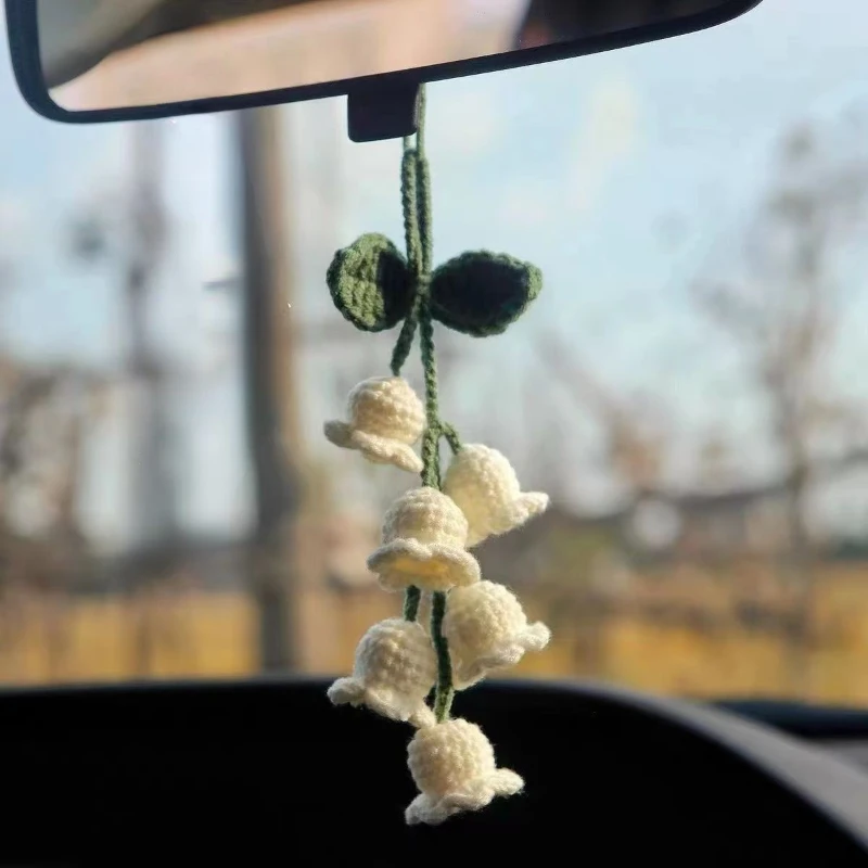 

NEW Car Interior Decoration Pendant Cute Hand-woven Lily of The Valley Auto Rearview Mirror Pendant for Car Accessories
