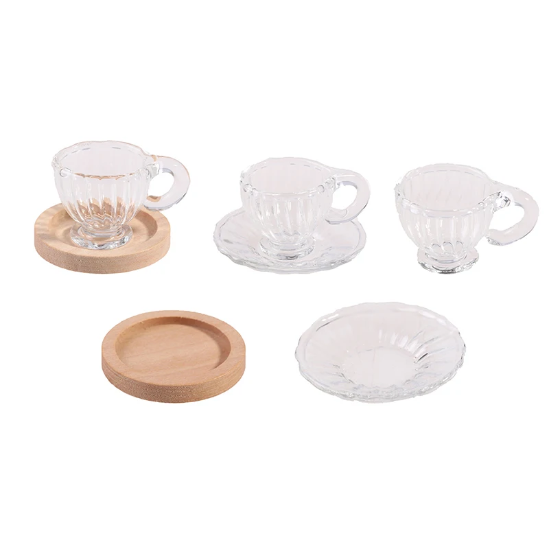 

1Pcs Coffee Cup Tea Cup with Saucer Transparent Dollhouse Miniature Tableware Accessory For Dollhouse Decors Dolls Accessories