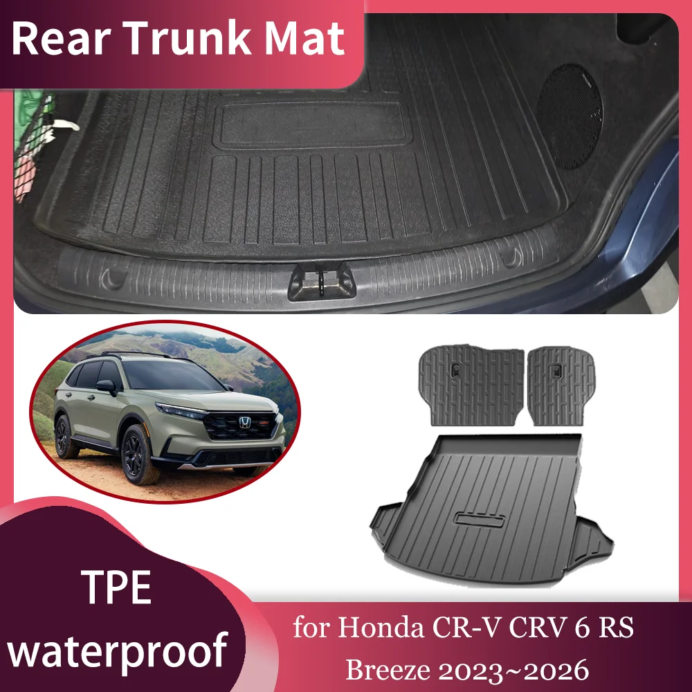 Фото Коврик в багажник для Honda CR-V CRV 6 RS Breeze 2023~2026, водонепроницаемый, из TPE, внутренний вкладыш, подкладка на спинку сиденья, поддон для багажа, аксессуары №1