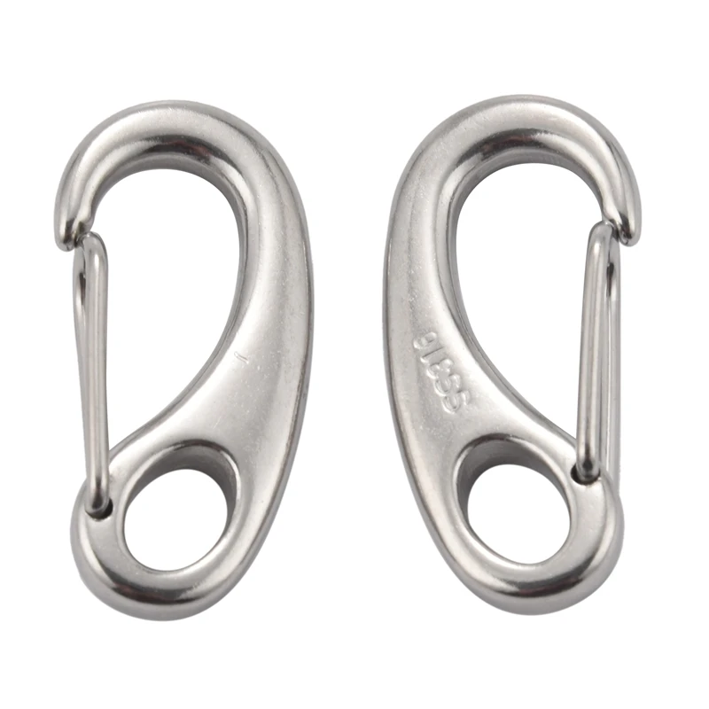 

ELOS-2PCS Boat Marine Stainless Steel Egg Shape Spring Snap Hook Clips Quick Carabiner Outdoor Buckle