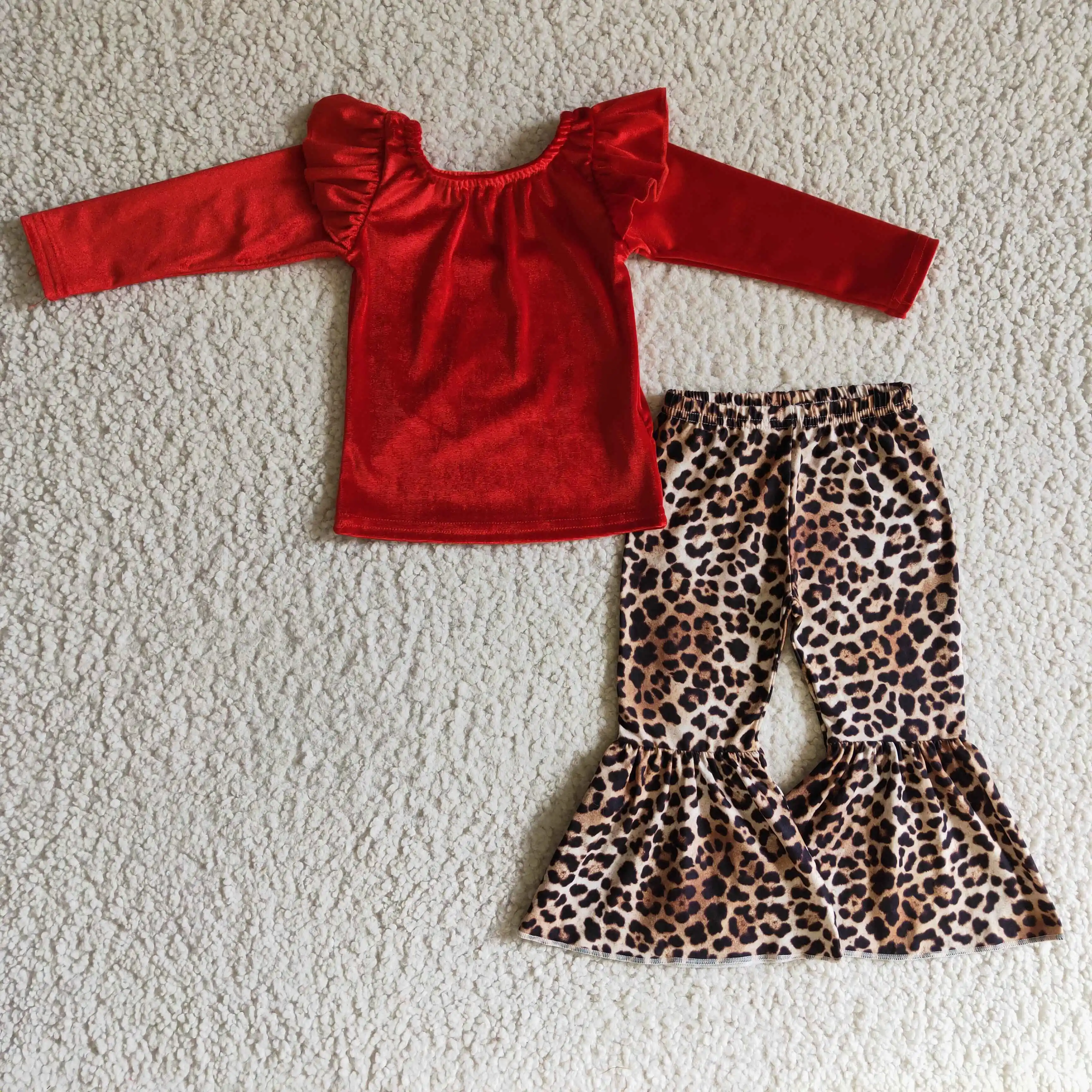 

RTS boutique комплекты одежды для маленьких девочек, красные наряды для девочек с рукавами-летучими, с леопардовым принтом на осень и зиму, высоко...