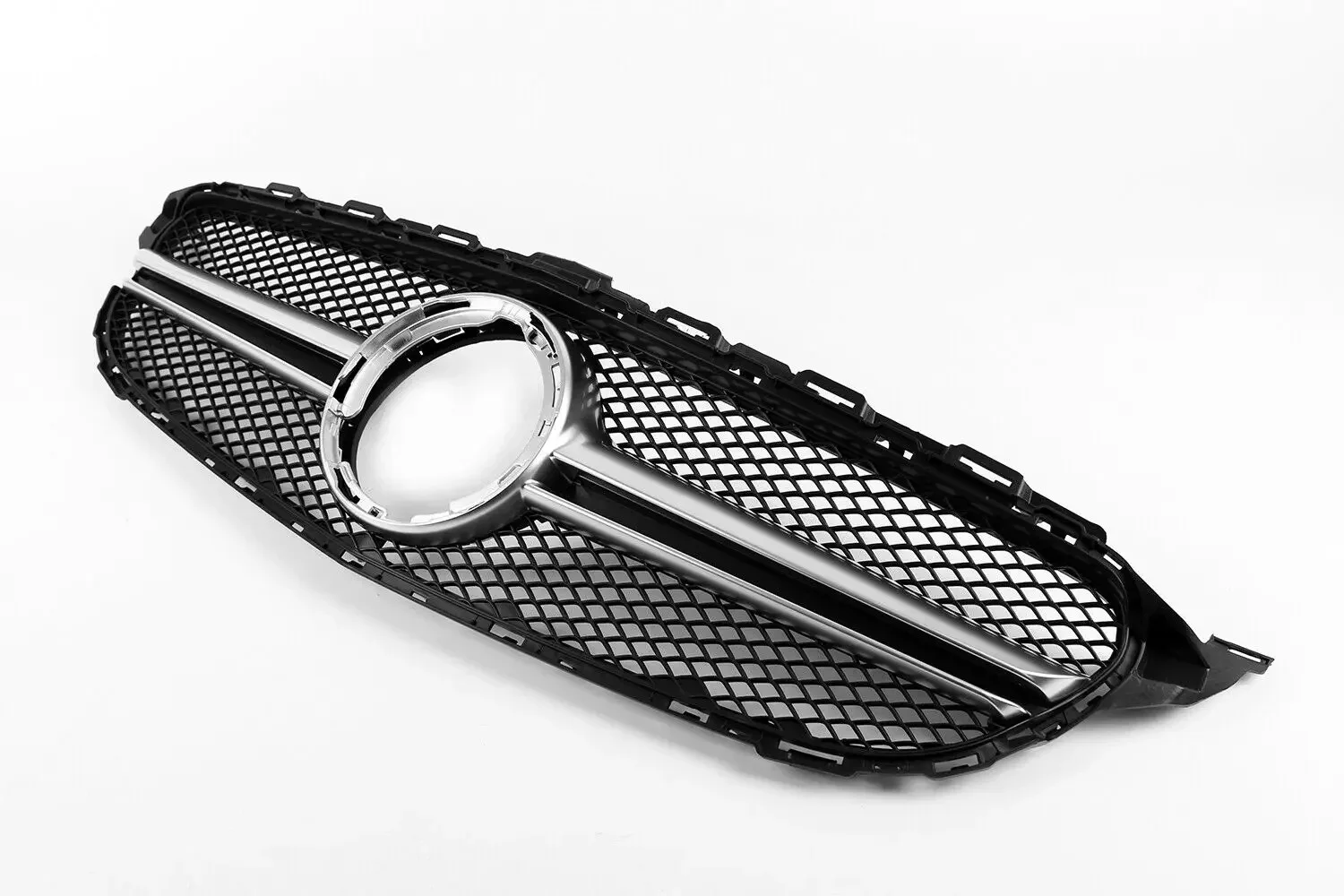 Новый! Для Mercedes-Benz W205 C Class 2019-2021 C200 C43 AMG Серебристая передняя решетка + глянцевый