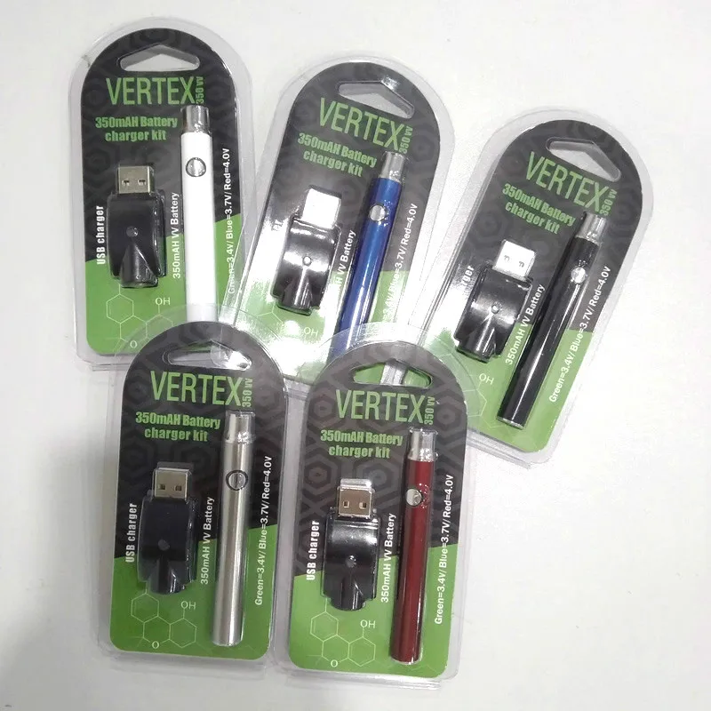 

Mixed colors20pcs 50pcs/lot vertex Battery 350mAh Capacity CBD Cartridges 510 Thread Adjust Voltage fit for CE3 CE4 ccell Vape