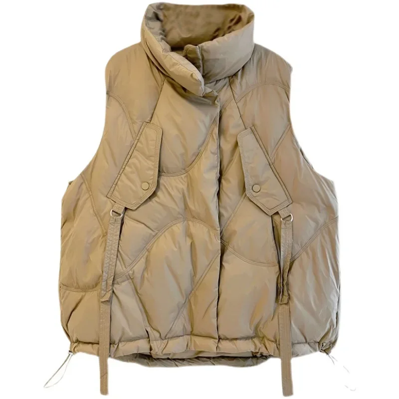 

Пуховой хлопковый жилет, женская короткая зимняя верхняя одежда в европейском стиле, новинка 2023, Корейская майка с сердечком, Модный женский жилет