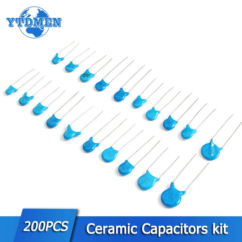

100pF-100nF Capacitors 20 Values 200pcs High Voltage Ceramic Capacitor kit 1KV/2KV/3KV Ceram Capacitor Assort Electronics kit