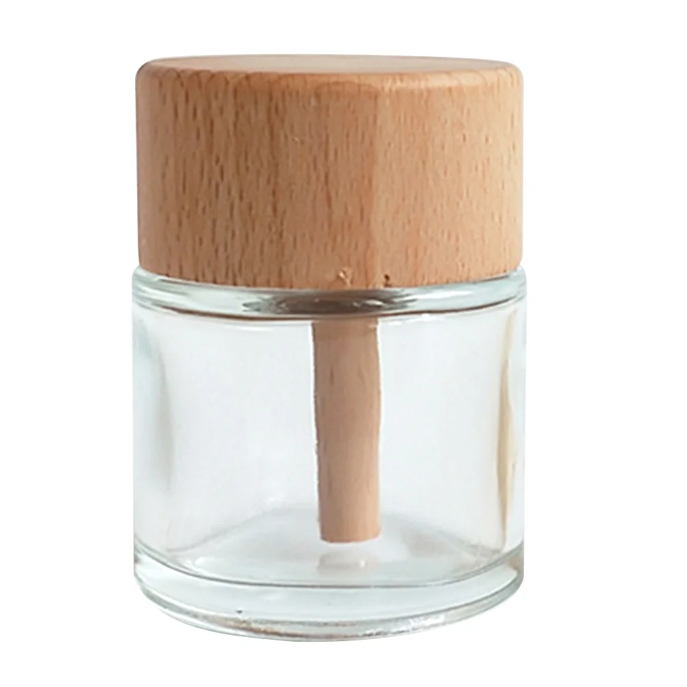 

1PC 60ml Essential Oil Diffuser Bottle Wooden Cover Cylindrical Aroma Bottle