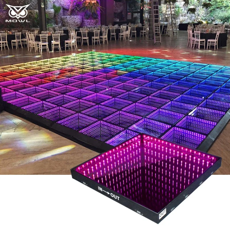 

Stage Lights Tempered Glass Magnetic Infinity Mirror Panel 3d Effect LED Dance Floor for Wedding Party