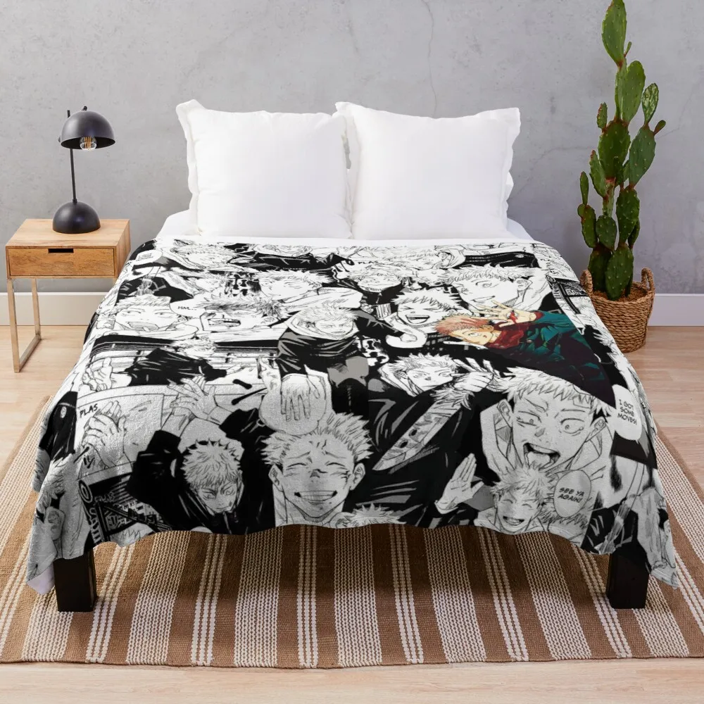 

Itadori Yuuji Jujutsu Kaisen Manga Collage Throw Blanket Beautiful Blankets