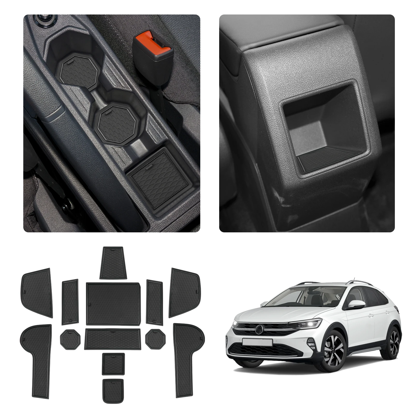 Фото RUIYA для VW Taigo 2021-2026: Коврик для дверных ниш, противоскользящая накладка для слотов, аксессуары для интерьера автомобиля VW Taigo 2025-2026 №1