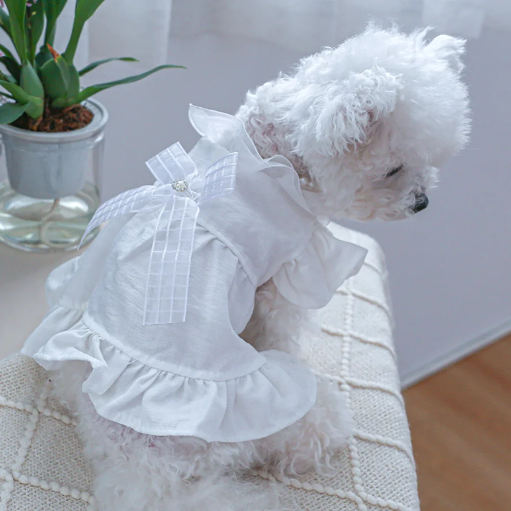 

Puppy Princess Dress Spring Summer Sweet Skirt Cat Fashion Bowknot Shirt Small Dog Cute Clothes Chihuahua Yorkshire Pomeranian