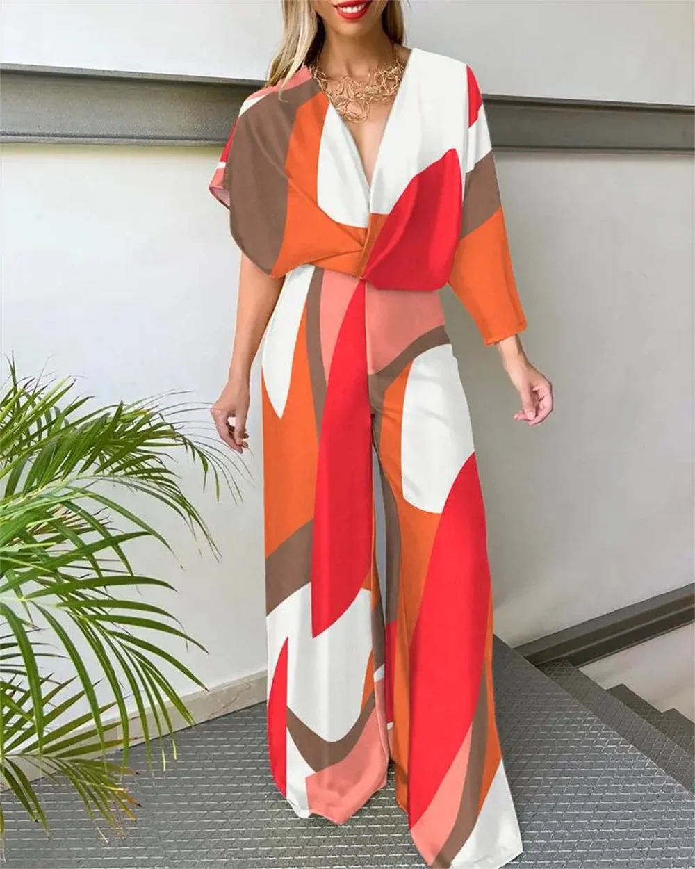 

Women Jumpsuit Wide Leg Pants Female Ladies 2023 New in Summer Bodysuit Clothing Sexy Deep V-neck Backless Jumpsuits