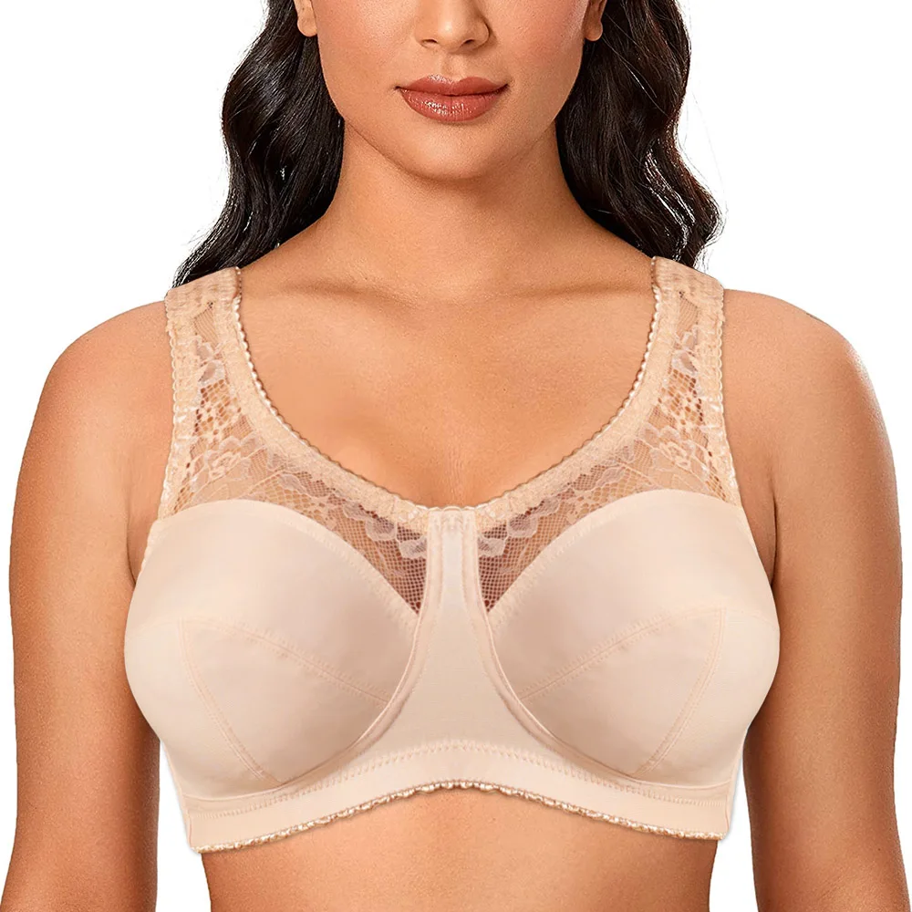Lace Bras Women Underwear Wire Free Thin Plus Size Bras for Woman Bralette Big Size Bralette B C D E F G H I Cup
