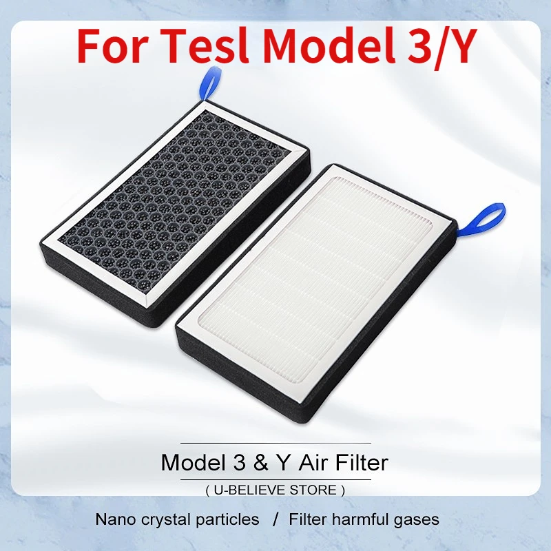 Купи Air Filter For Tesla Model 3 Y Car Accessories HEPA Cabin Conditioner Cleaner Deodorant Replacement 2Pcs Interior Decoration за 1,176 рублей в магазине AliExpress