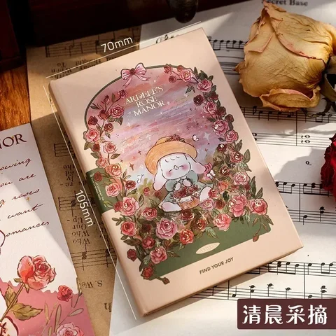Портативный мини-блокнот A7 Sweet Pink Rose, серия «усадебные участки», красивый дневник, блокноты для записей, милый карманный блокнот для студентов