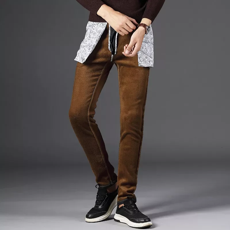 

Winter Jeans Straight Trousers Stretch Fit Jeans Fashion Men Business Casual Jeans 2022 Thicken Warm Autumn Man Denim Pants
