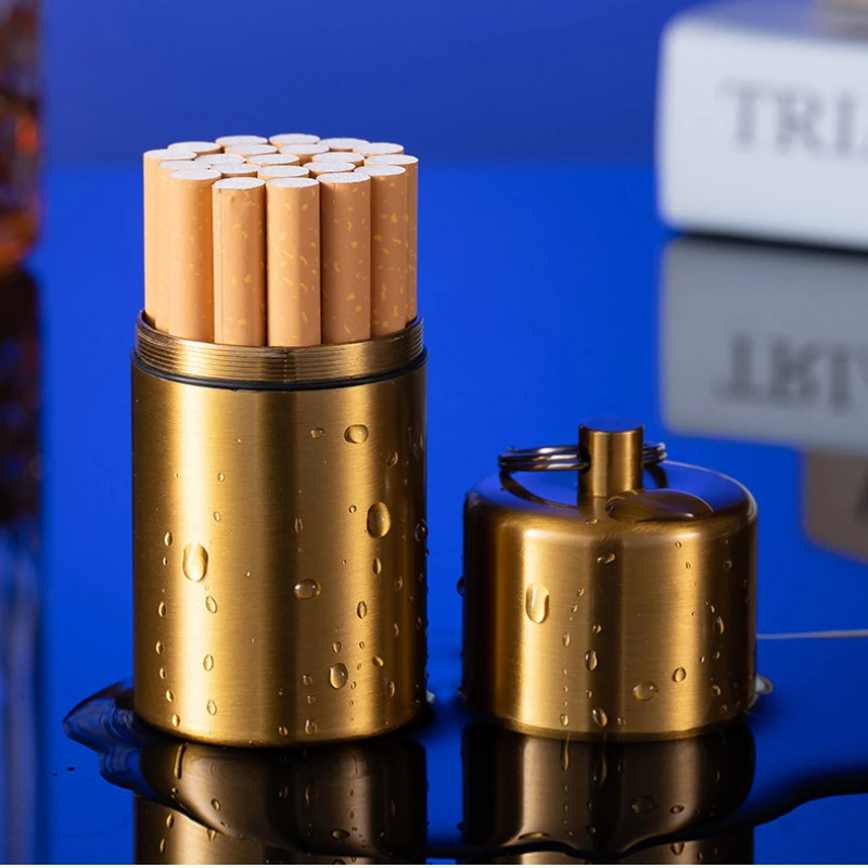 

Outer Moisture-proof Metal Cigarette Case 5/10/20 Cigarettes Waterproof Case with Keychain