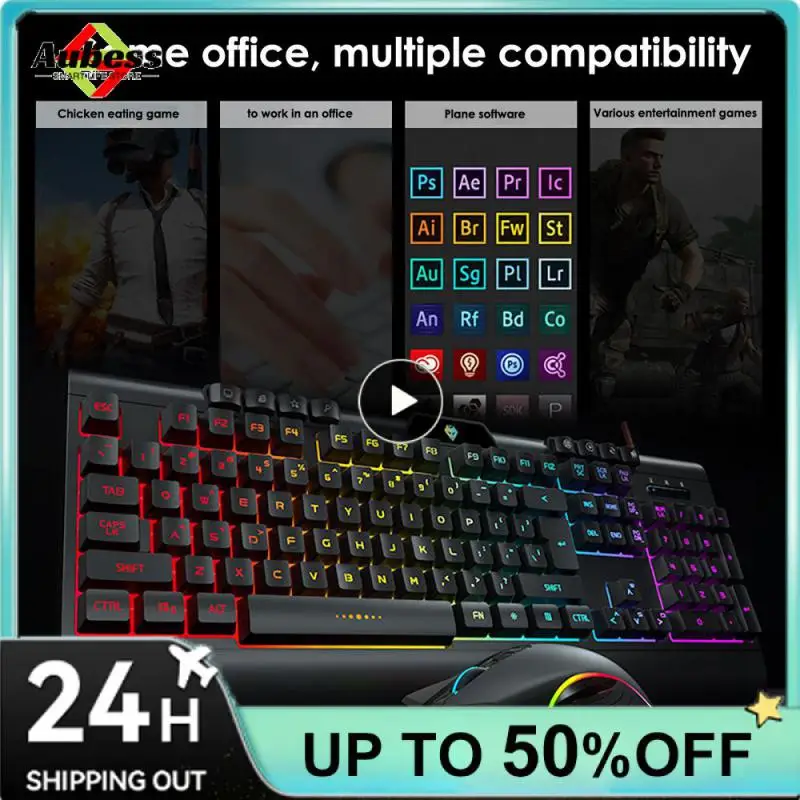 

Ergonomics Gaming Keyboard And Mouse 104 Keys For Gamers Wired Computer Keyboard Usb Backlight Game Keyboard For Pc Laptop