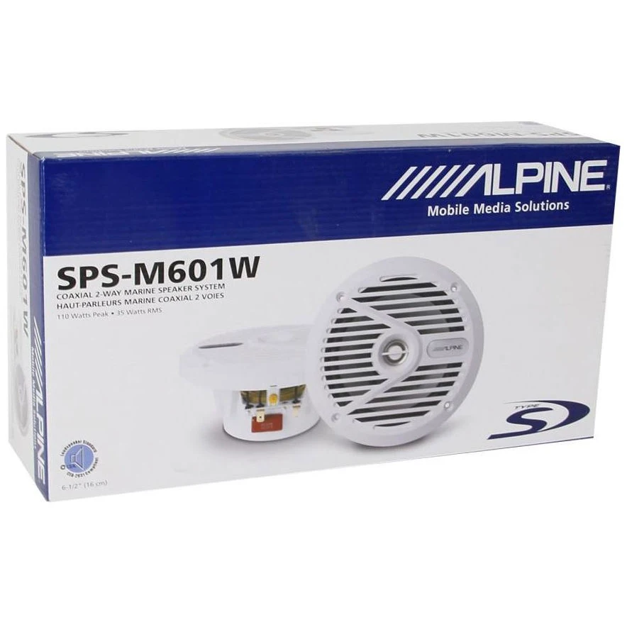 Морская двухполосная коаксиальная акустика ALPINE SPS-M601W белый |
