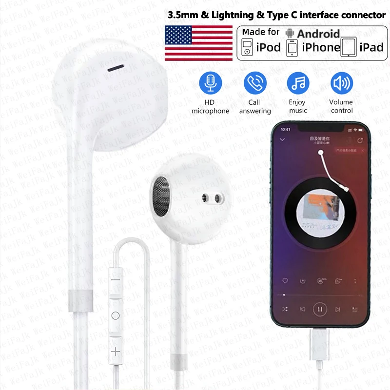 Оригинальный Apple проводные наушники для iPhone 11 12 13 14 Pro Max X XS XR 6 6s 7 8 лет плюс