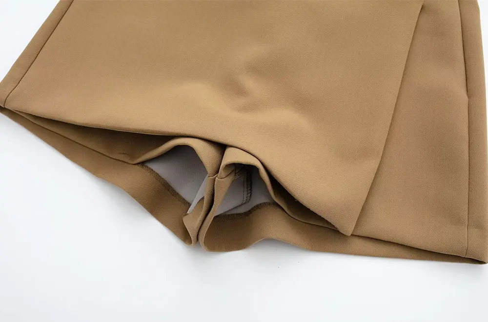 TRAF Women Fashion Pareo Style Asymmetric Shorts Skirts Vintage High Waist Side Zipper Female Skort Mujer Harajuku Street Skirt