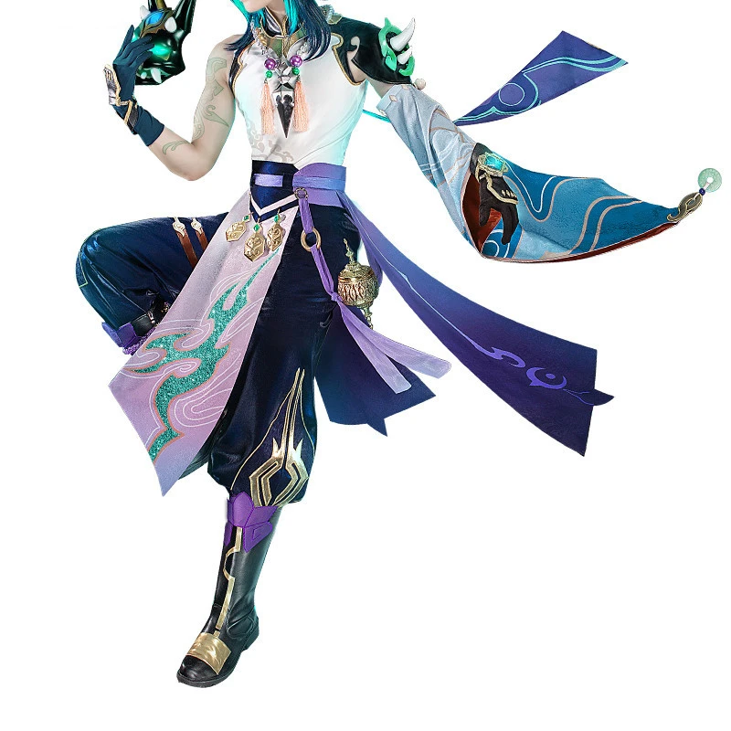 CosKeke Xiao Косплей Костюм Горячая игра Genshin Impact Модная красивая боевая форма Мужская